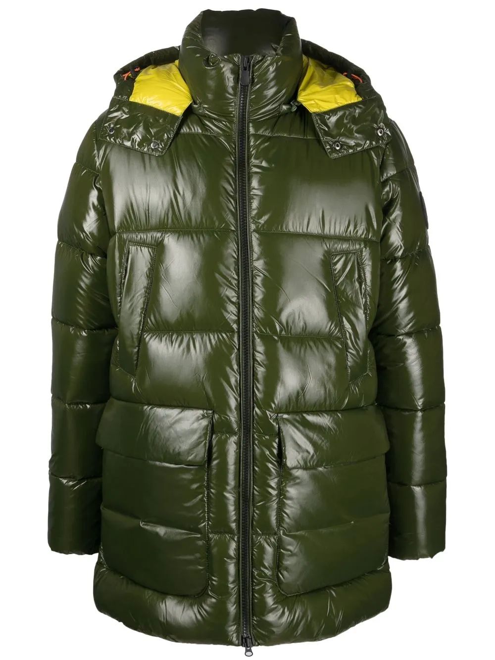 

Save The Duck logo-patch hooded padded jacket - Green