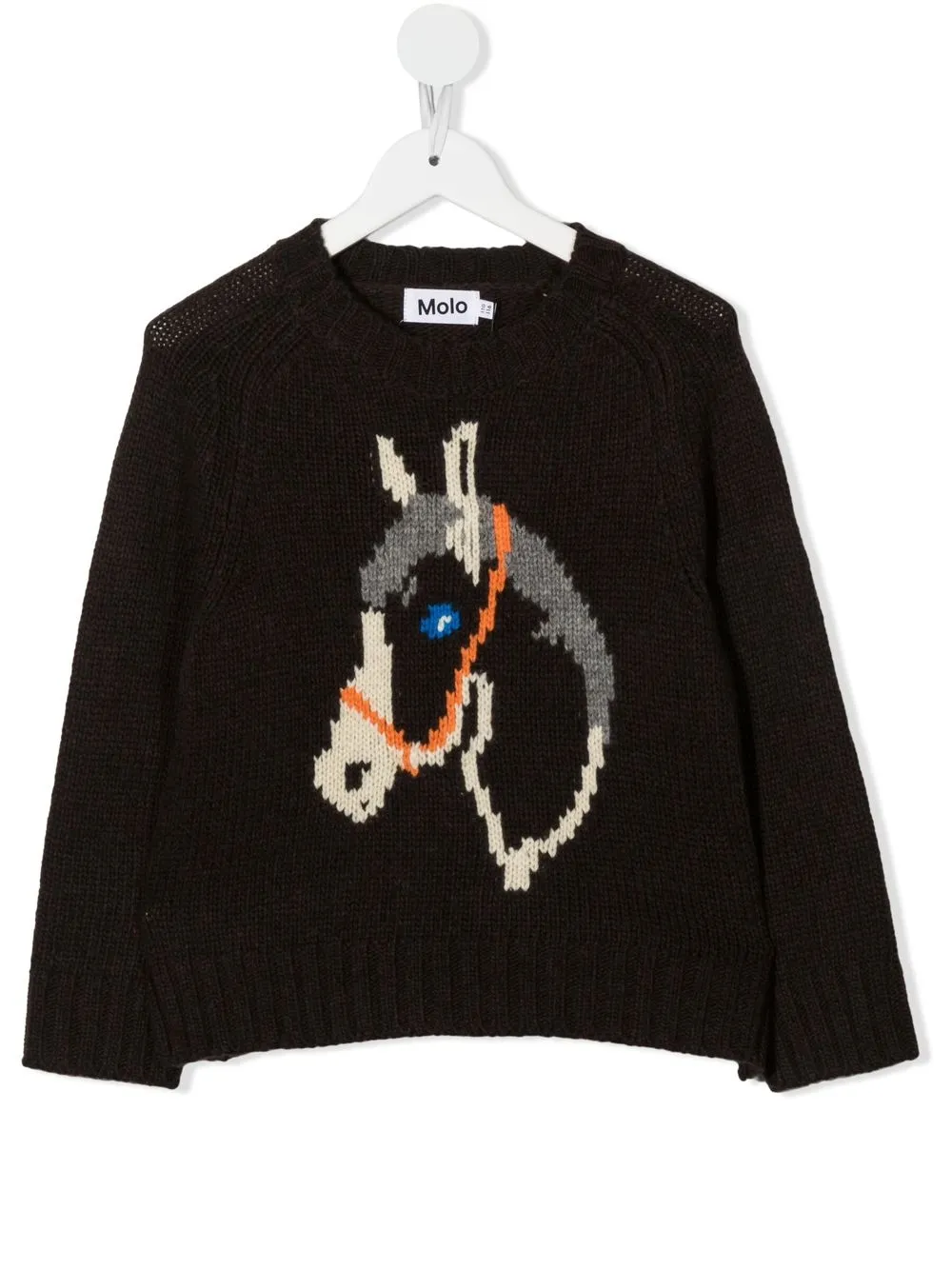 

Molo Horse intarsia-knit jumper - Brown