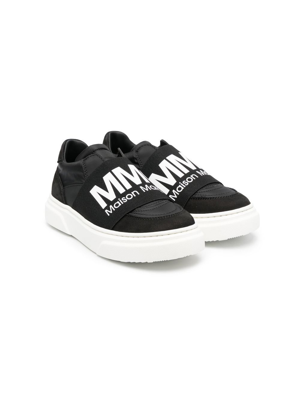 mm6 maison margiela kids baskets à fermeture scratch à logo - noir