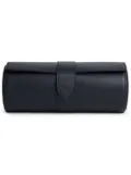 Smythson Panama leather 3-watch roll - Blue