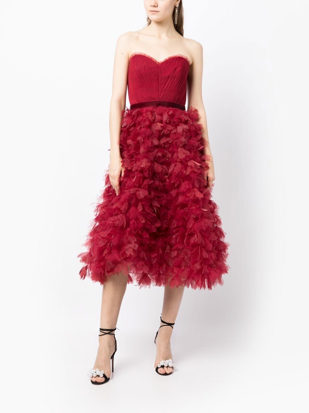 Marchesa Notte Mini-jurk met ruches - Rood