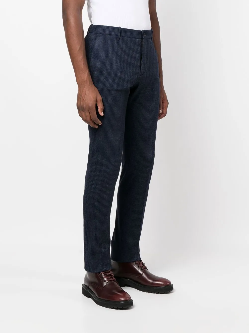  Incotex Gerade Hose Mit Karomuster   Blau 
