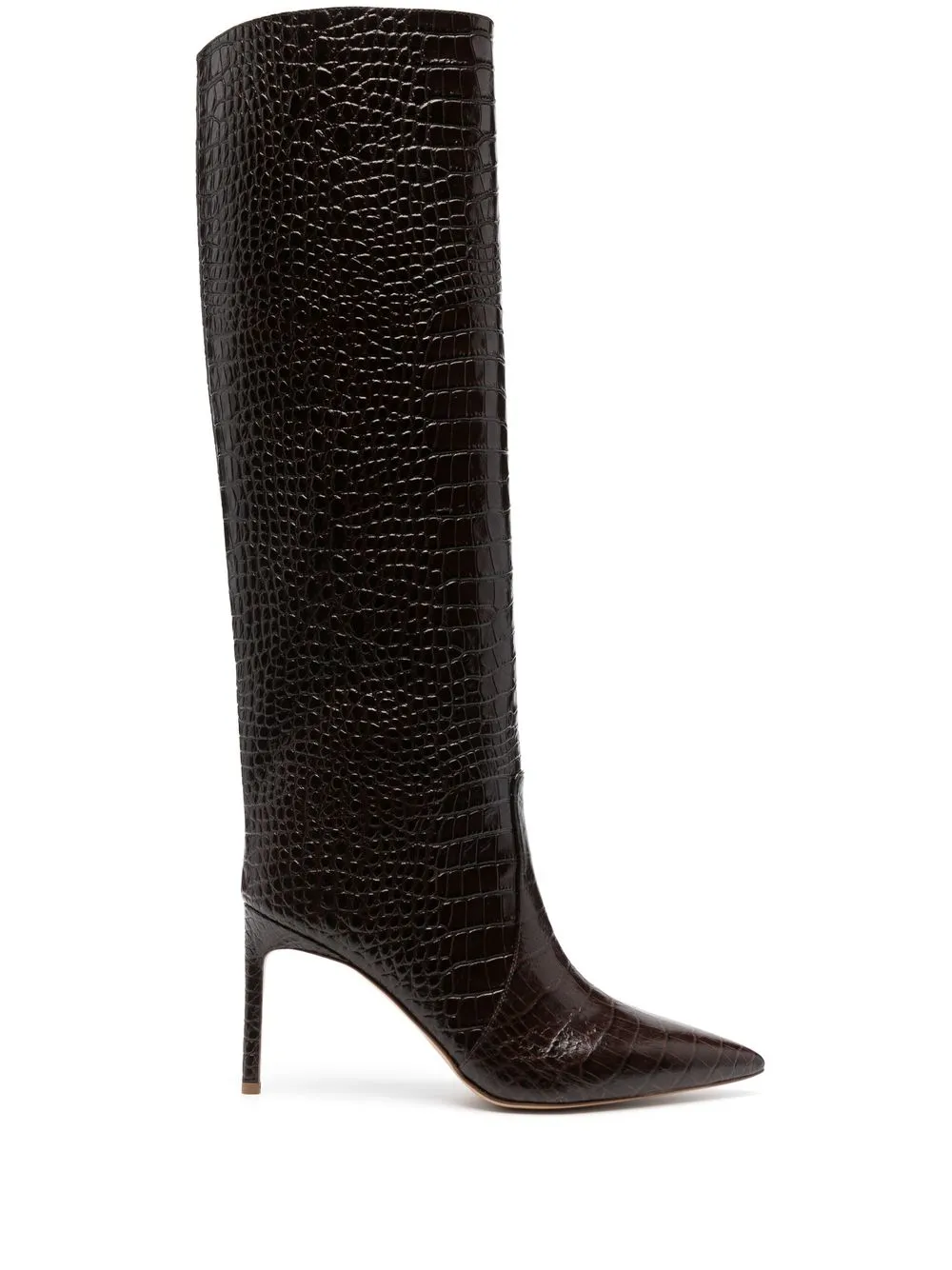 

BETTINA VERMILLON Josephine crocodile-embossed knee boots - Brown