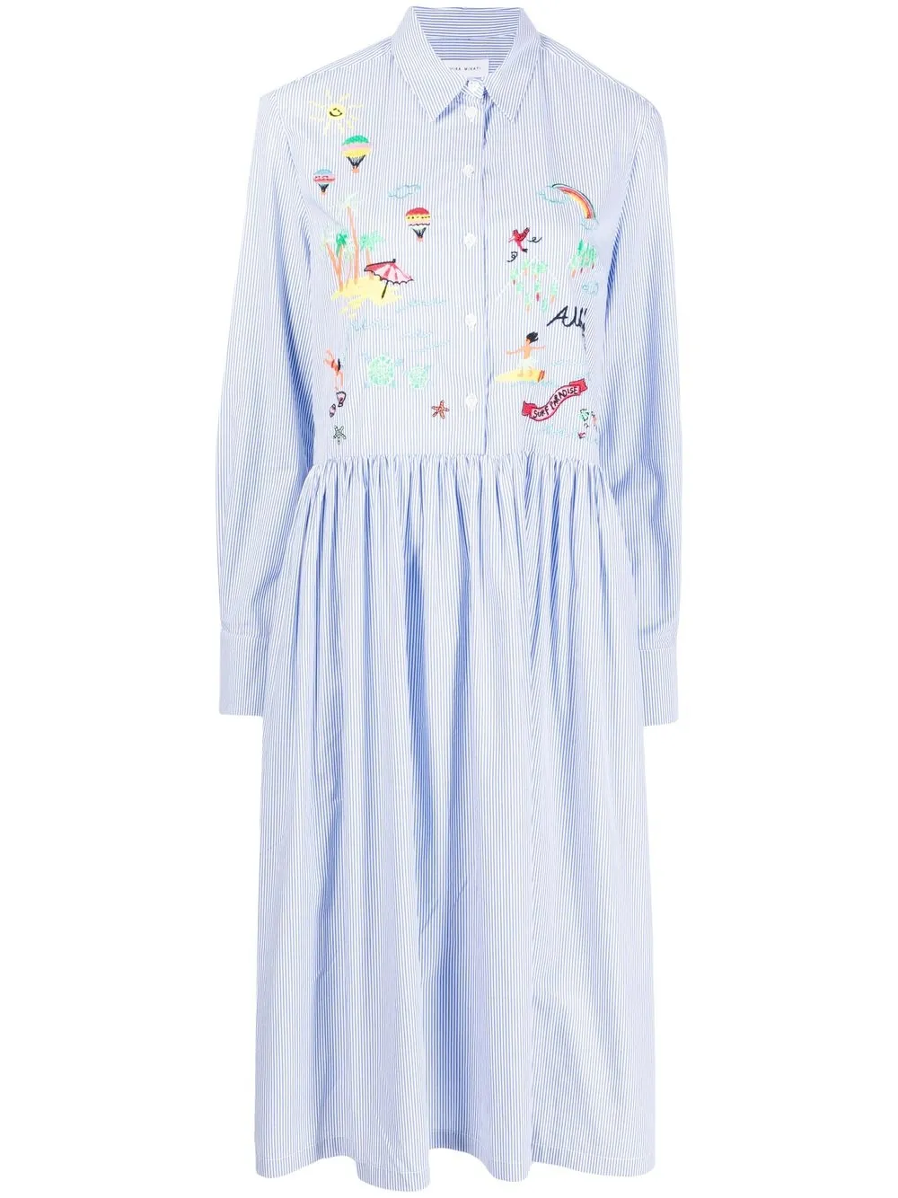 

Mira Mikati vestido camisero con estampados de rayas - Azul