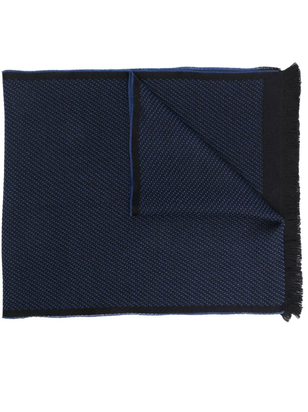 

Canali logo-embroidered check-pattern scarf - Blue