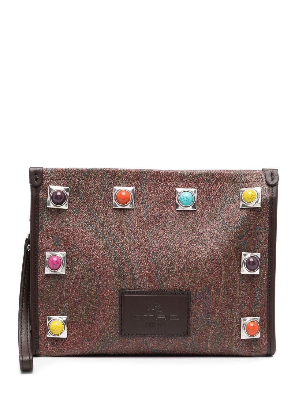 

ETRO embellished paisley-print clutch bag - Brown