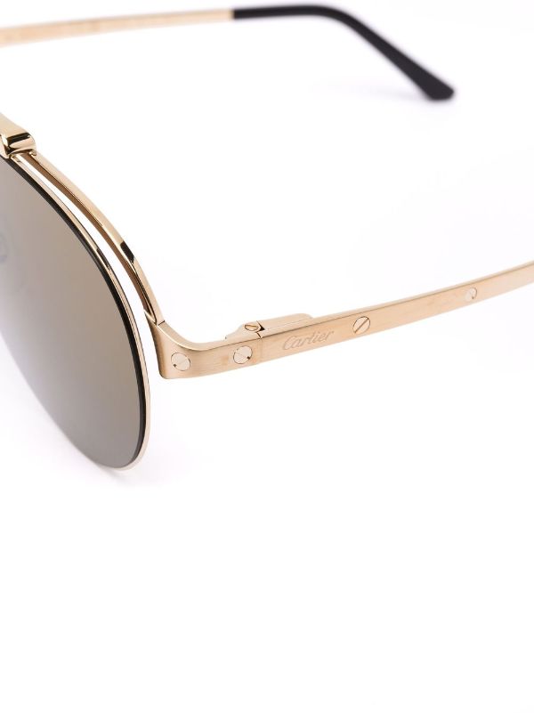 Cartier Eyewear Metallic pilot-frame Sunglasses - Farfetch