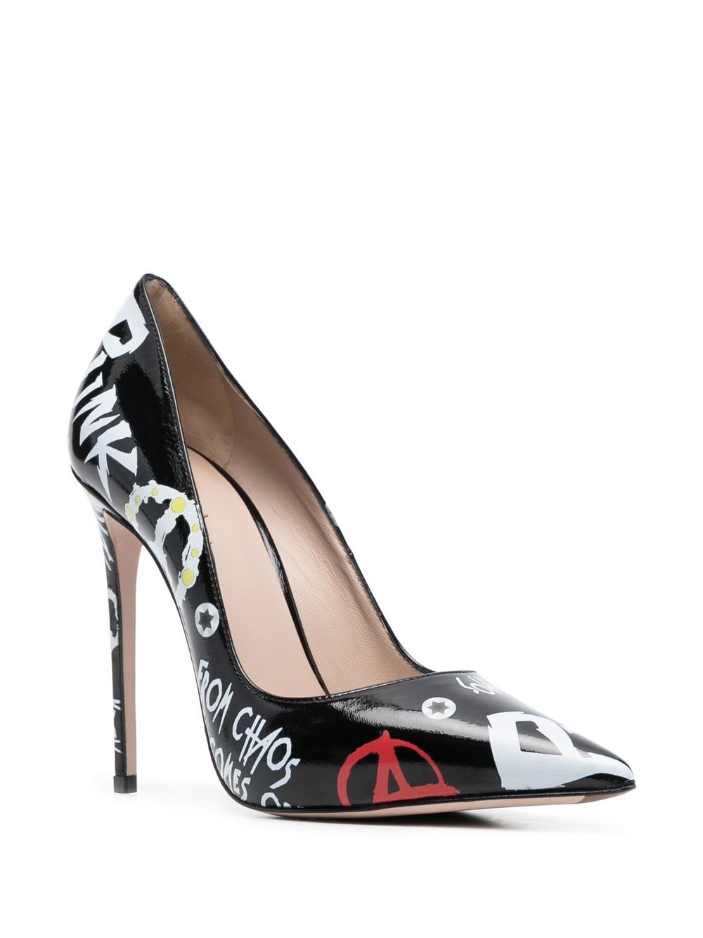 Le Silla Punk pumps met graffiti-print - Zwart