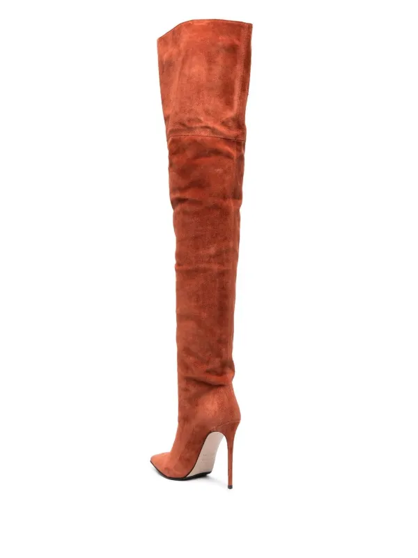 Brown suede clearance thigh high boots