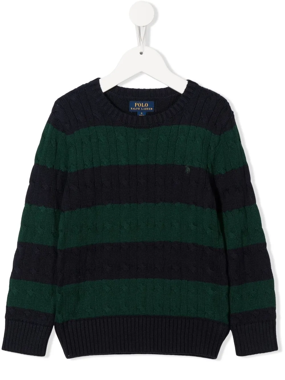 

Ralph Lauren Kids suéter en tejido de ochos con rayas - Azul