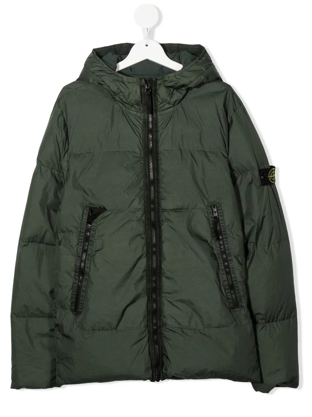 

Stone Island Junior chamarra capitonada con capucha - Verde