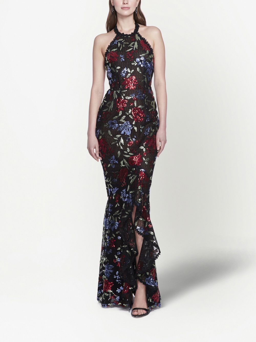 Marchesa Notte floral-print Sequinned Gown - Farfetch