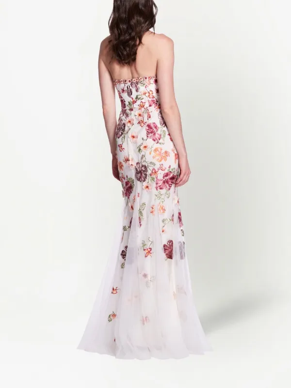 Marchesa Notte floral appliqu Strapless Gown Farfetch