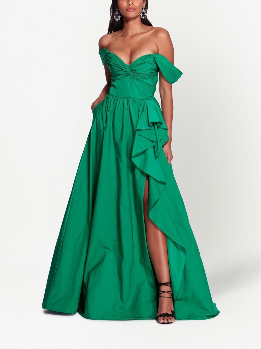 Marchesa Notte ruffle-trim off-shoulder Gown - Farfetch