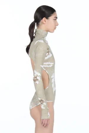 Floral-Print Backless Bodysuit