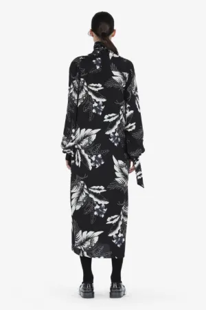 Palm-Print Silk Dress
