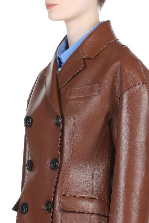 double breasted brown leather jacket