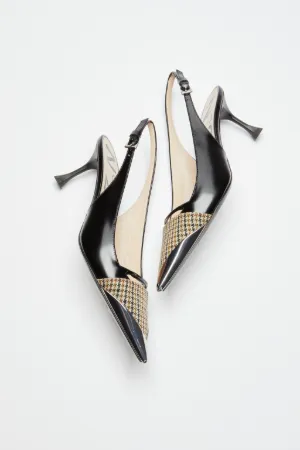 Checked Slingback Pumps