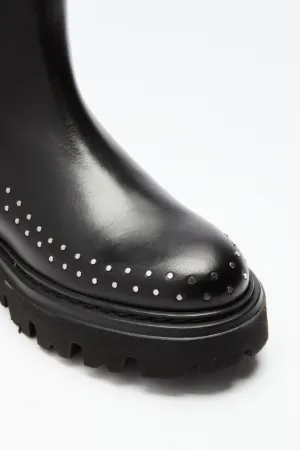 Studded Chunky Leather Boots
