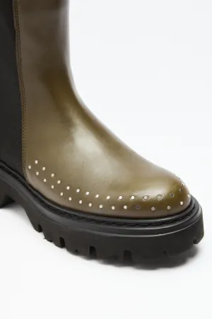 Studded Chunky Leather Boots