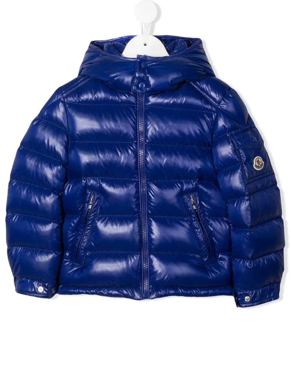 

Moncler Enfant chamarra capitonada con parche del logo - Azul