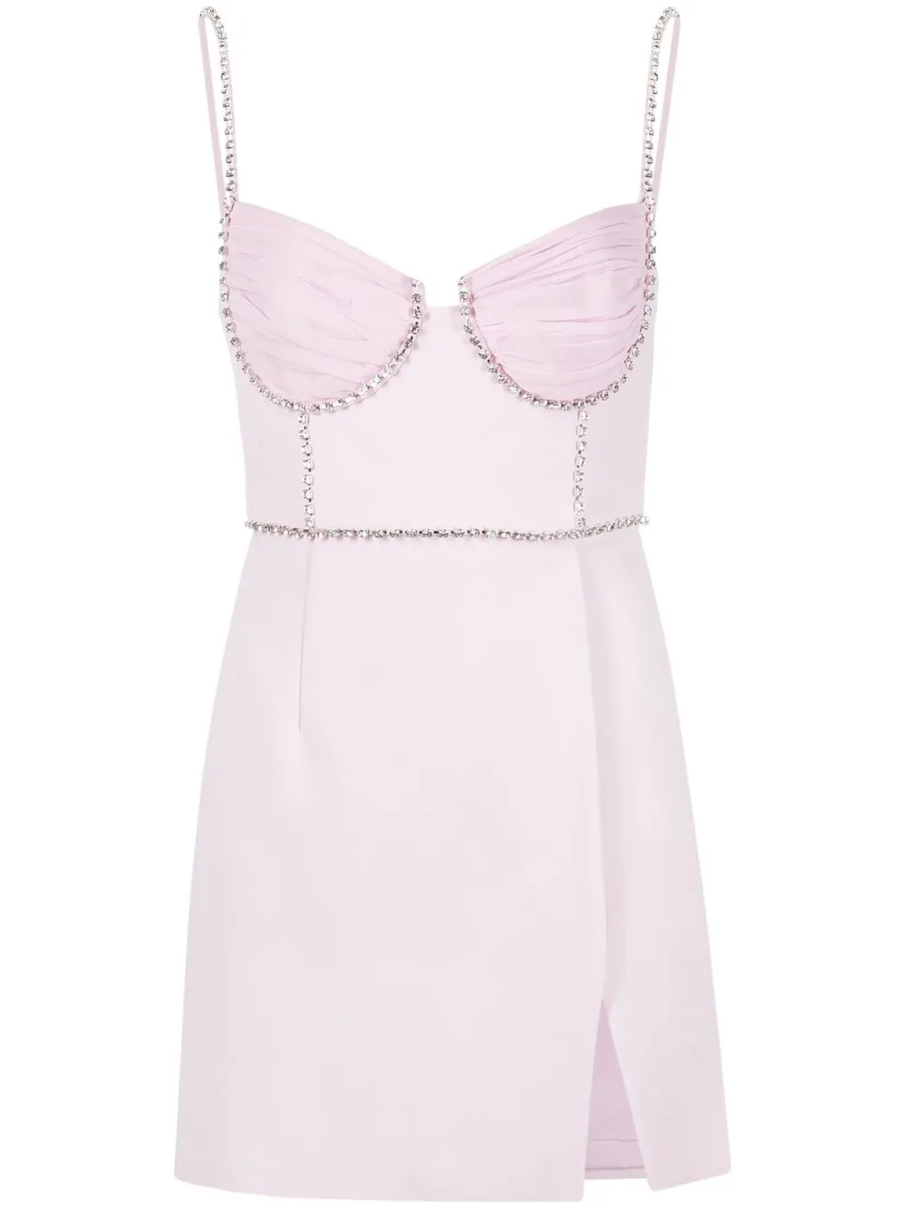 

Self-Portrait diamanté-trim fitted mini dress - Pink