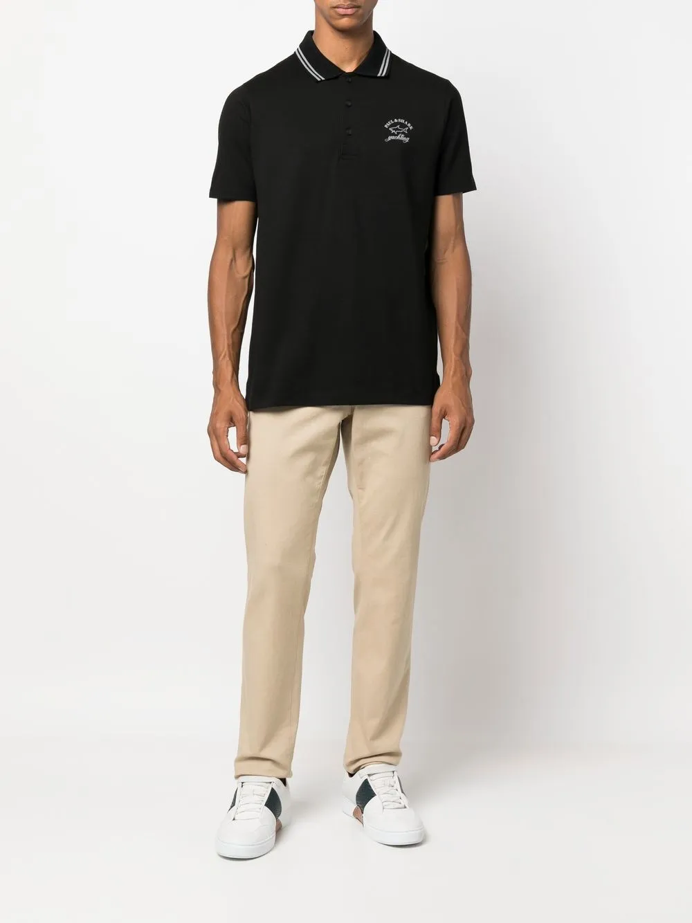 Paul & Shark Poloshirt met logoprint - Zwart