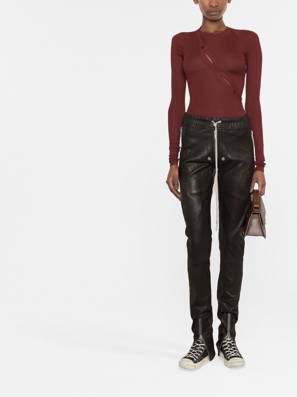 Rick Owens Leren legging - Zwart