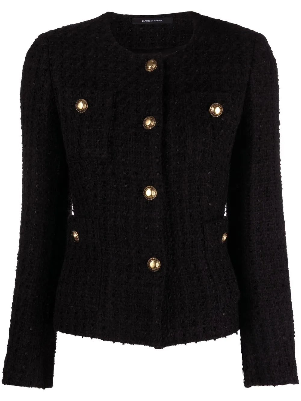 

Tagliatore chamarra de tweed con cuello redondo - Negro