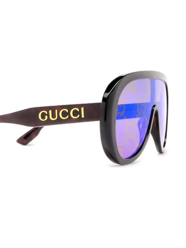 Gucci Eyewear GG logo print Oversized Sunglasses Brown FARFETCH AE