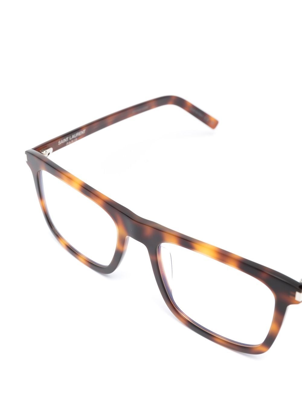 Shop Saint Laurent Tortoiseshell-effect Square-frame Glasses In Braun