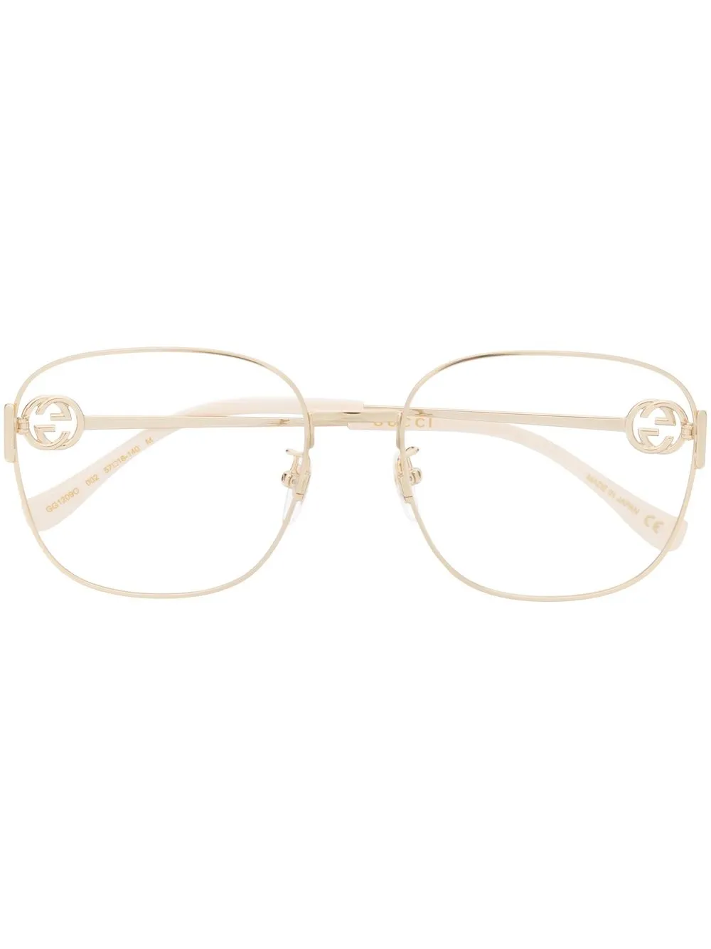 Gucci Logo-plaque Square-frame Glasses In Gold