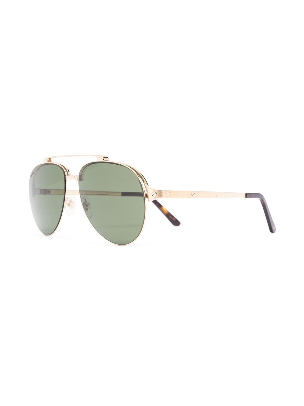 Shop Cartier Metallic Pilot-frame Sunglasses In Gold
