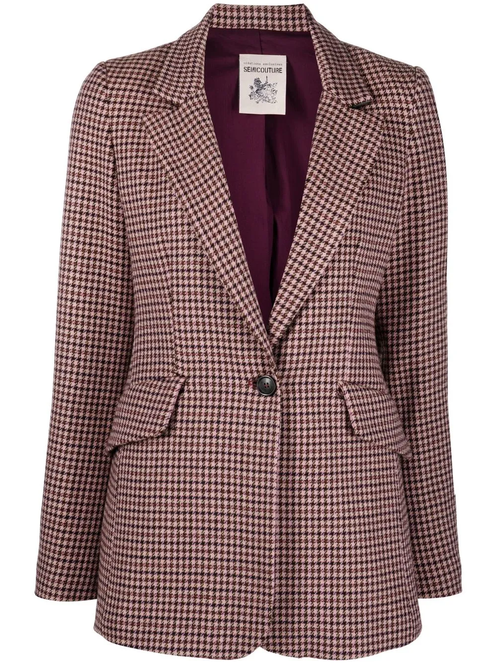 

Semicouture check-pattern single-breasted blazer - Pink