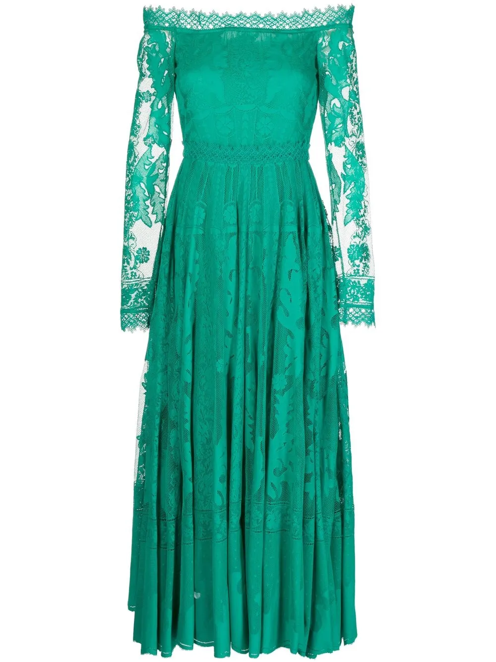 

Zuhair Murad lace-pattern off-shoulder dress - Green