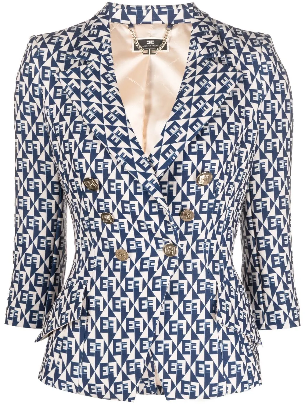 

Elisabetta Franchi blazer con monograma y doble botonadura - Neutro