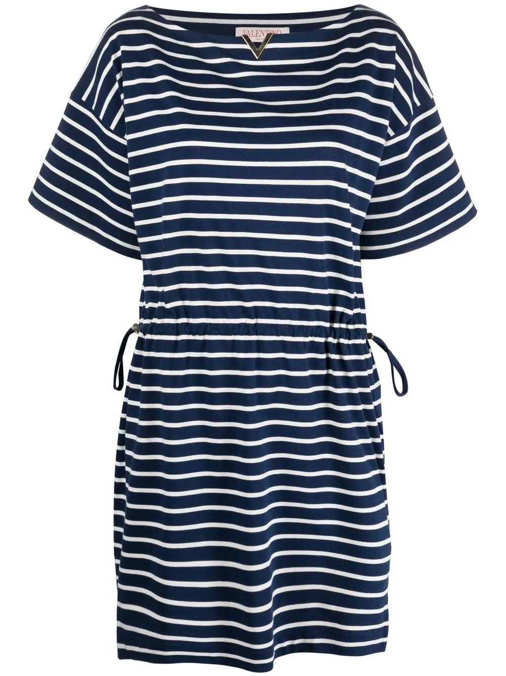 

Valentino logo-plaque striped T-shirt dress - Blue
