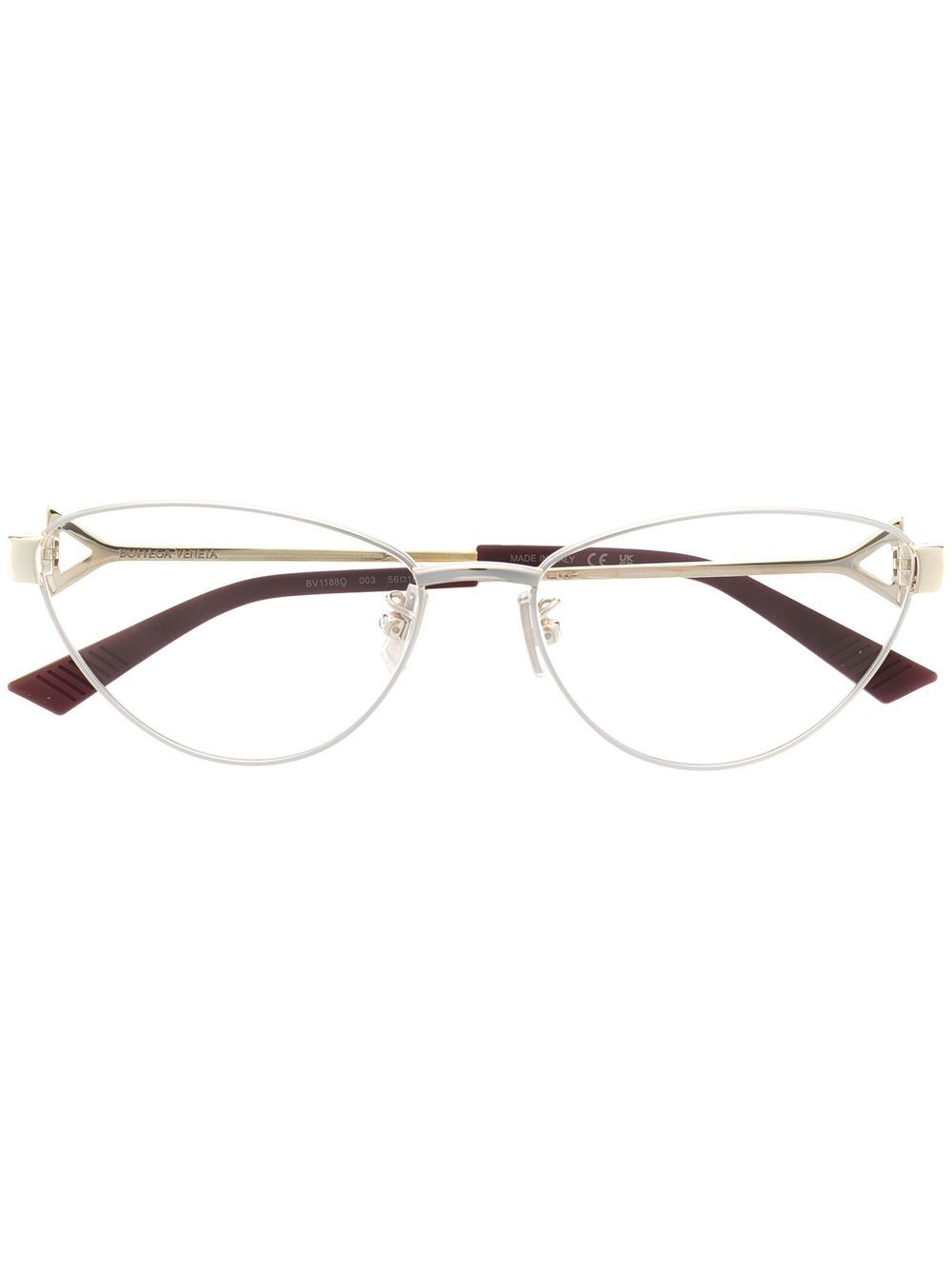 Bottega Veneta Polished Cat Eye Glasses In Silver ModeSens