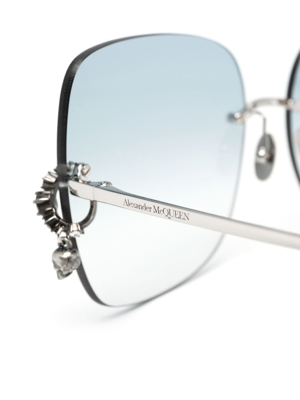 Shop Alexander Mcqueen Tinted Lens Square Frame Sunglasses In Silver