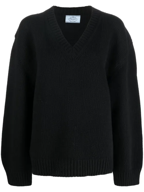 Pull en cachemire mélangé à col v - Prada - Modalova
