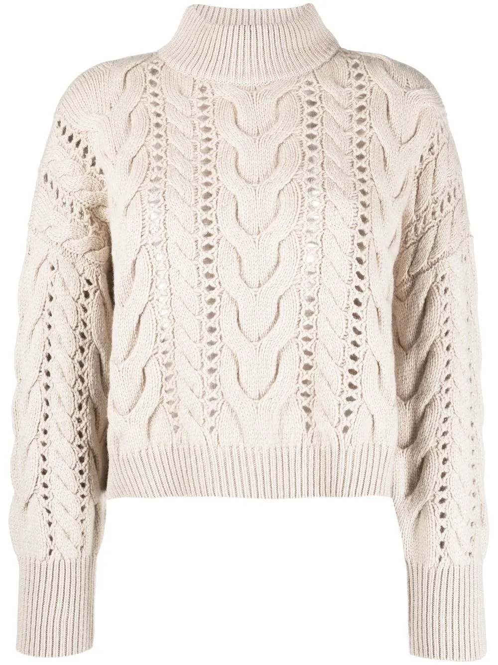 

Brunello Cucinelli cable-knit mock neck jumper - Neutrals