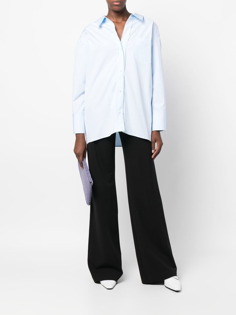 Shop Câllas Petra Oversize Cotton Poplin Shirt In Blue