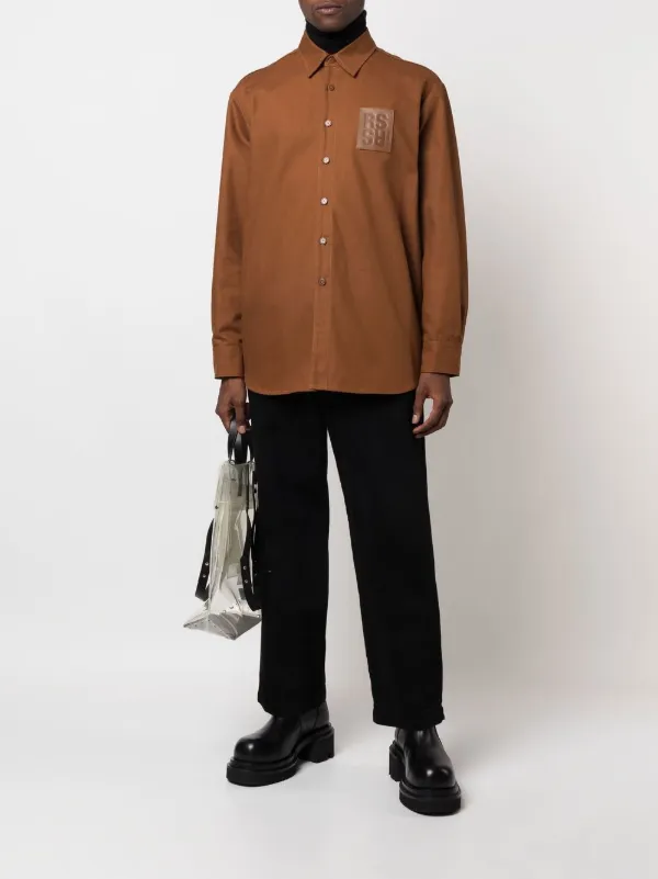 Tシャツ・カットソー RAF SIMONS SS22 LOGO PATCH SHIRT (221-256_100000010) Raf Simons logo-patch Shirt | Brown | FARFETCH