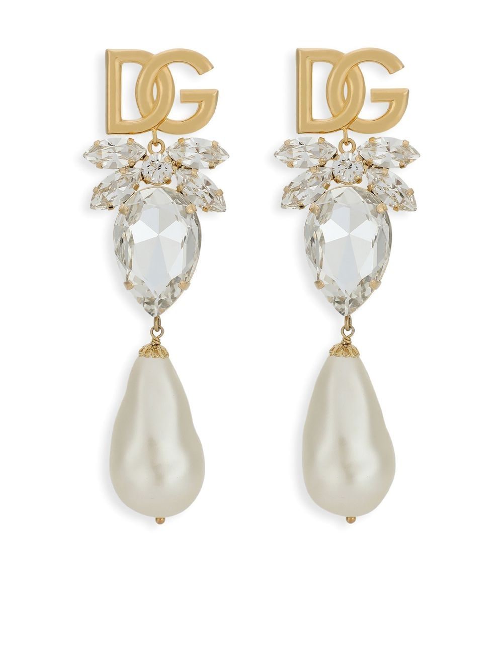 Dolce & Gabbana logo-lettering crystal-embellishment Drop Earrings ...