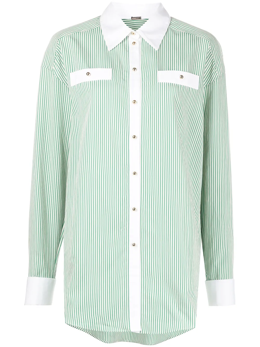 

Adam Lippes Boyfriend striped contrast-trim shirt - Green