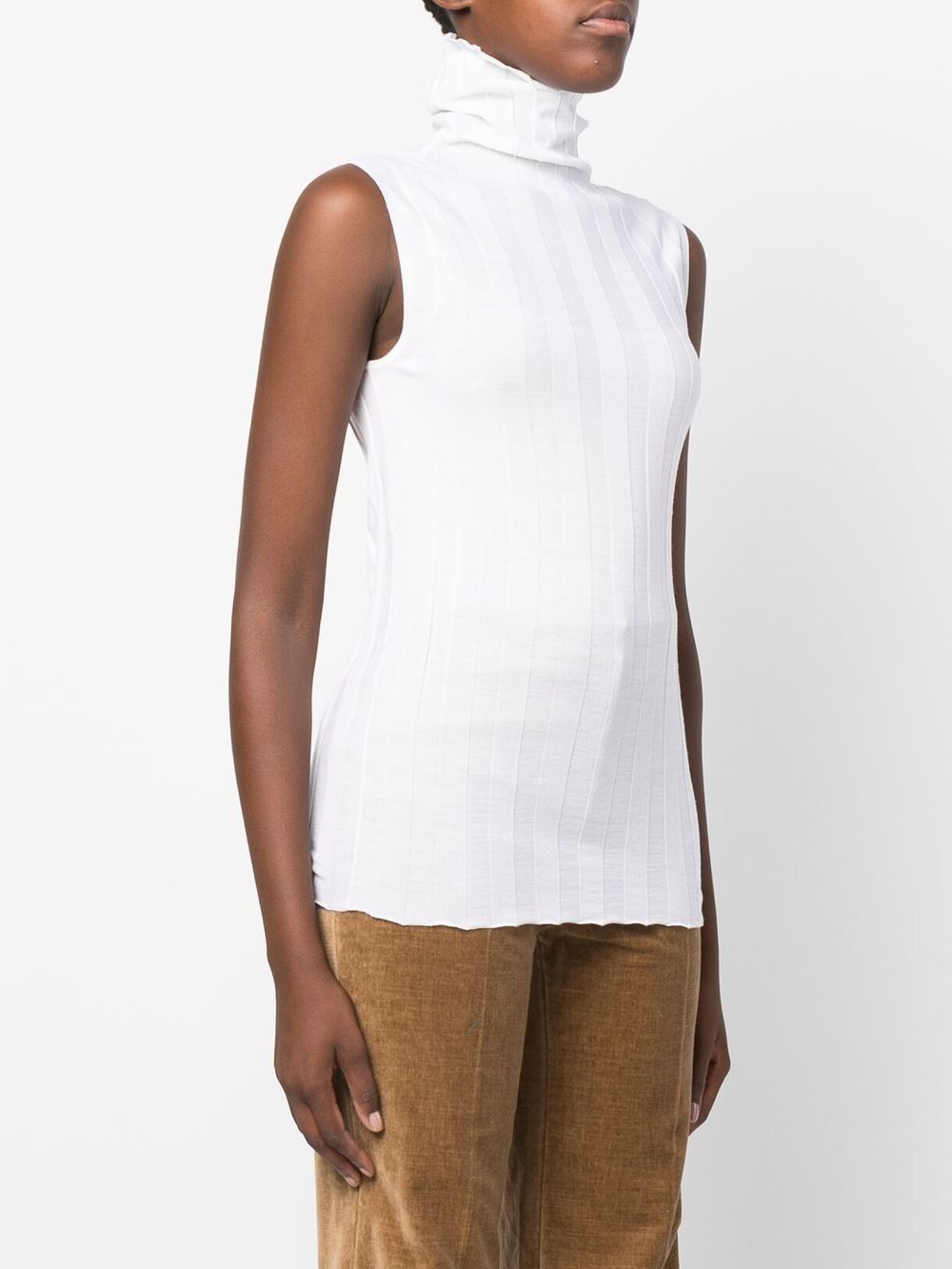 White sleeveless clearance roll neck top