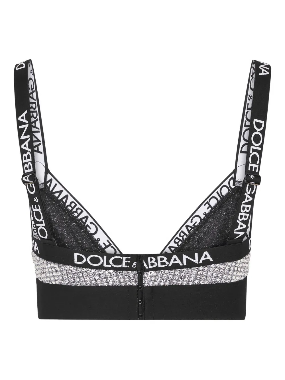 Dolce & Gabbana Crystal Mesh Triangle Bra In Black