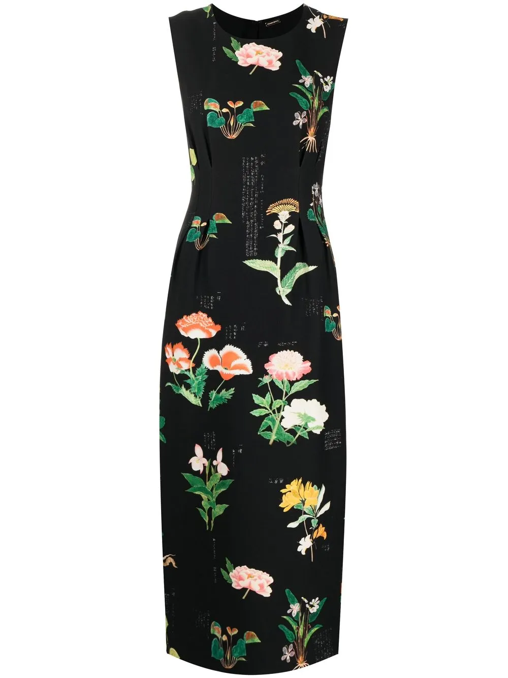 adam lippes double-pleated floral-print dress - black