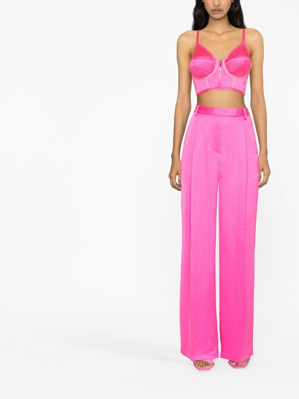 Shop Christopher John Rogers Jacquard High-waisted Trousers In Rosa