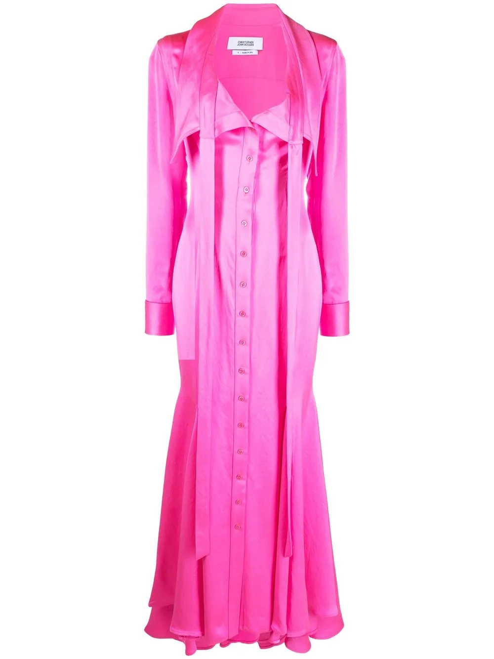 

Christopher John Rogers plunge-style flared maxi dress - Pink